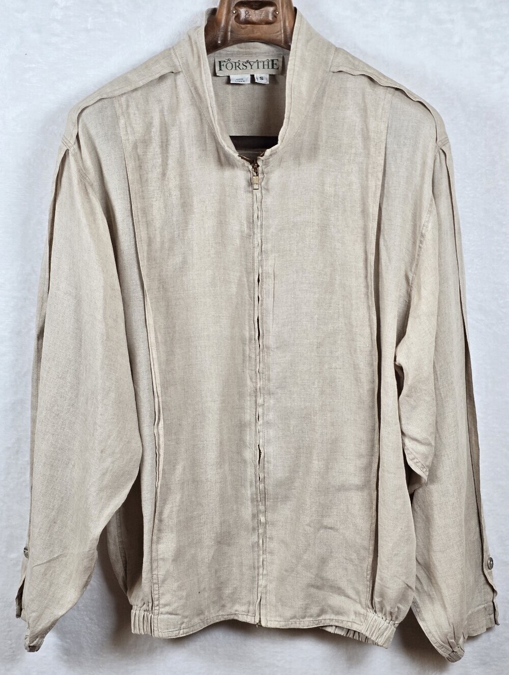 Vintage Roger Forsythe 100% Linen Bomber Lightweight Full Zip Jacket Sz.S - Picture 1 of 13